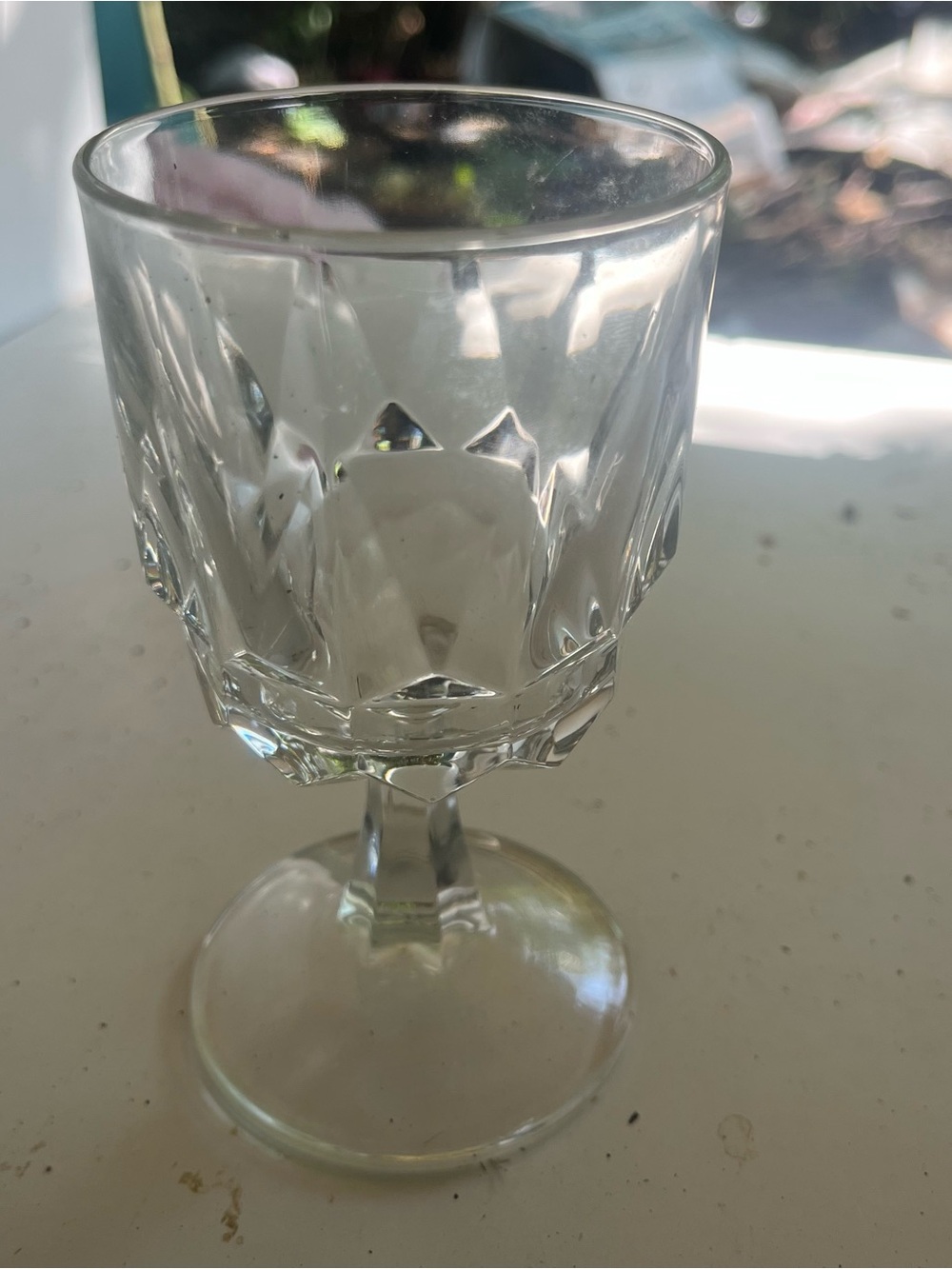 Crystal Cut Glass Goblet - Clear Stemmed Wine Glass